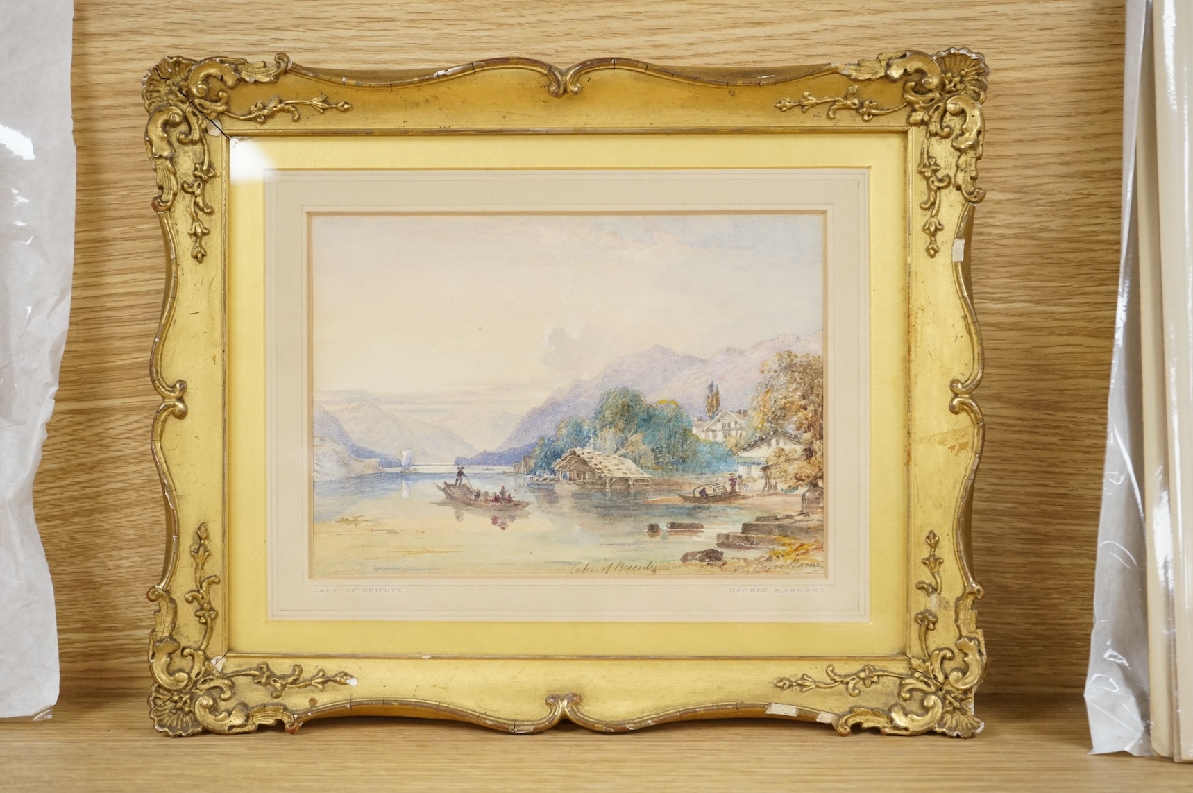 George Barnard (1807-1890), watercolour, ‘Lake Brientz’, signed, ornate gilt framed, 13 x 19cm